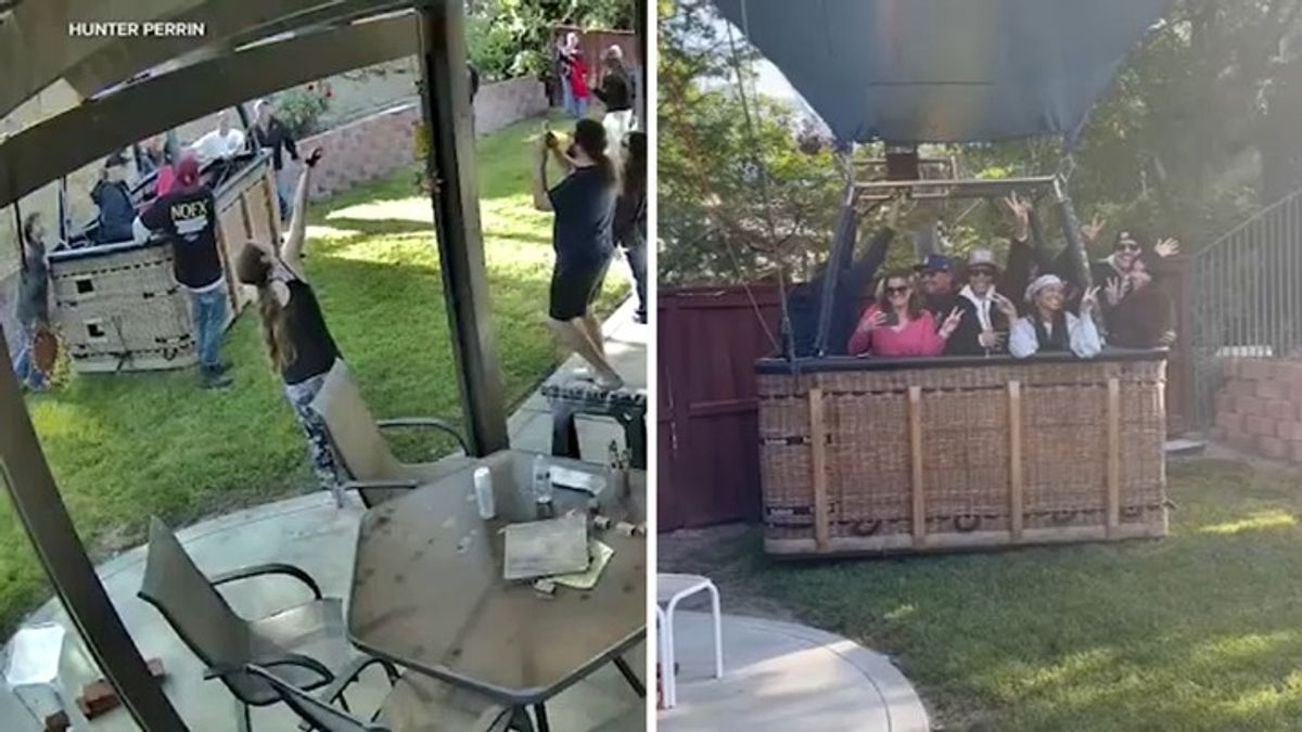 Video shows hot air balloon make emergency landing in backyard ...