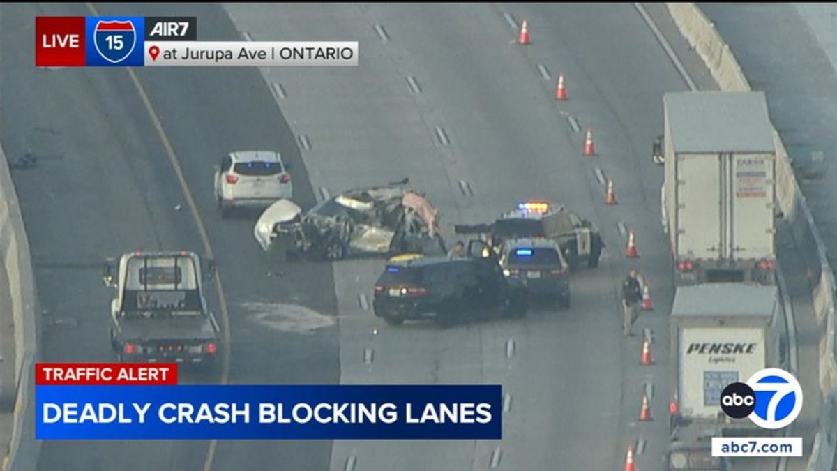 Deadly crash shuts down most southbound lanes of 15 Freeway in Ontario ...