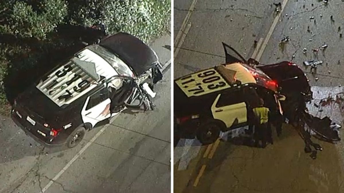 3 LAPD officers injured in crash at end of chase in Reseda | Haystack News