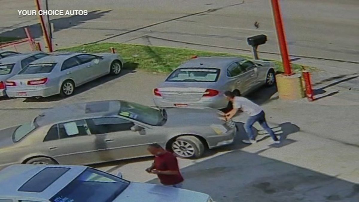 Crestwood car dealership manager nearly run over by car thief ...