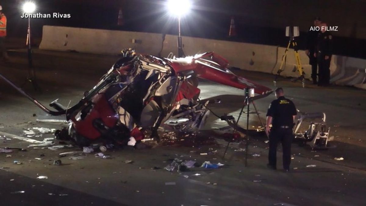 Medical helicopter crashes on California freeway | Haystack News