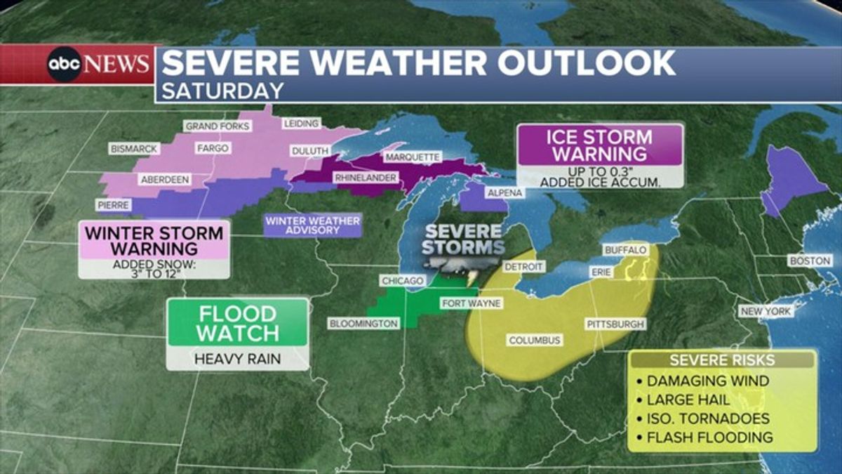 Storm system expected to bring snowy weather to parts of central US ...