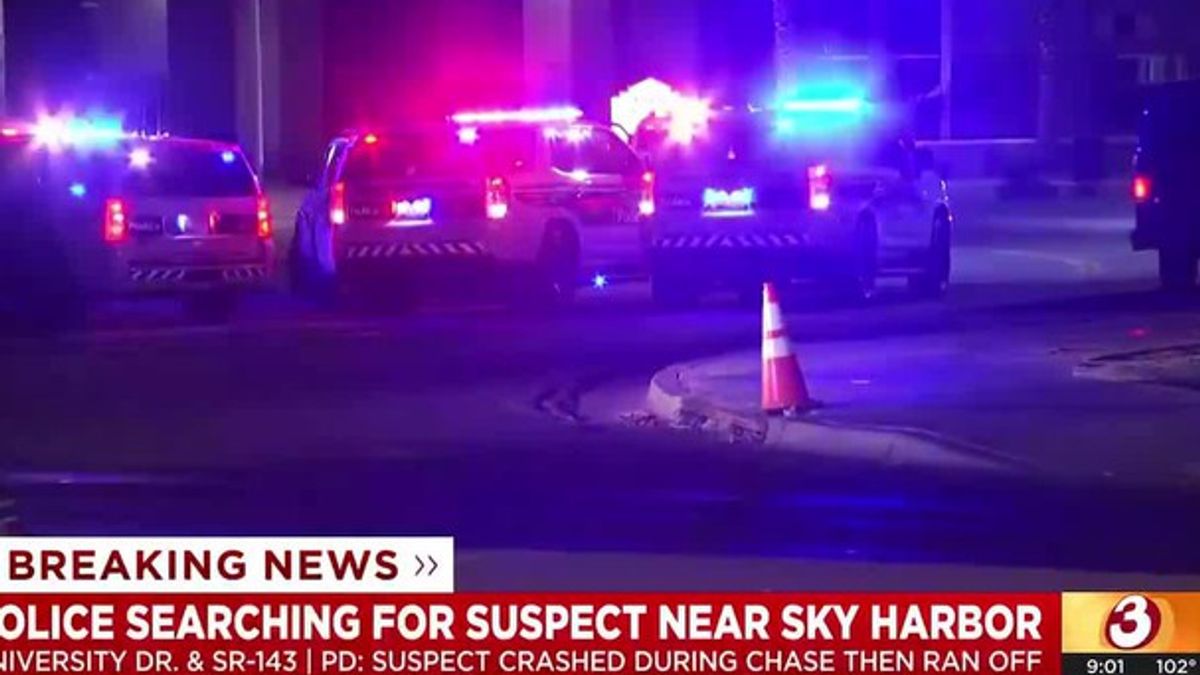 Armed assault suspect runs after car chase, crash near Sky Harbor ...