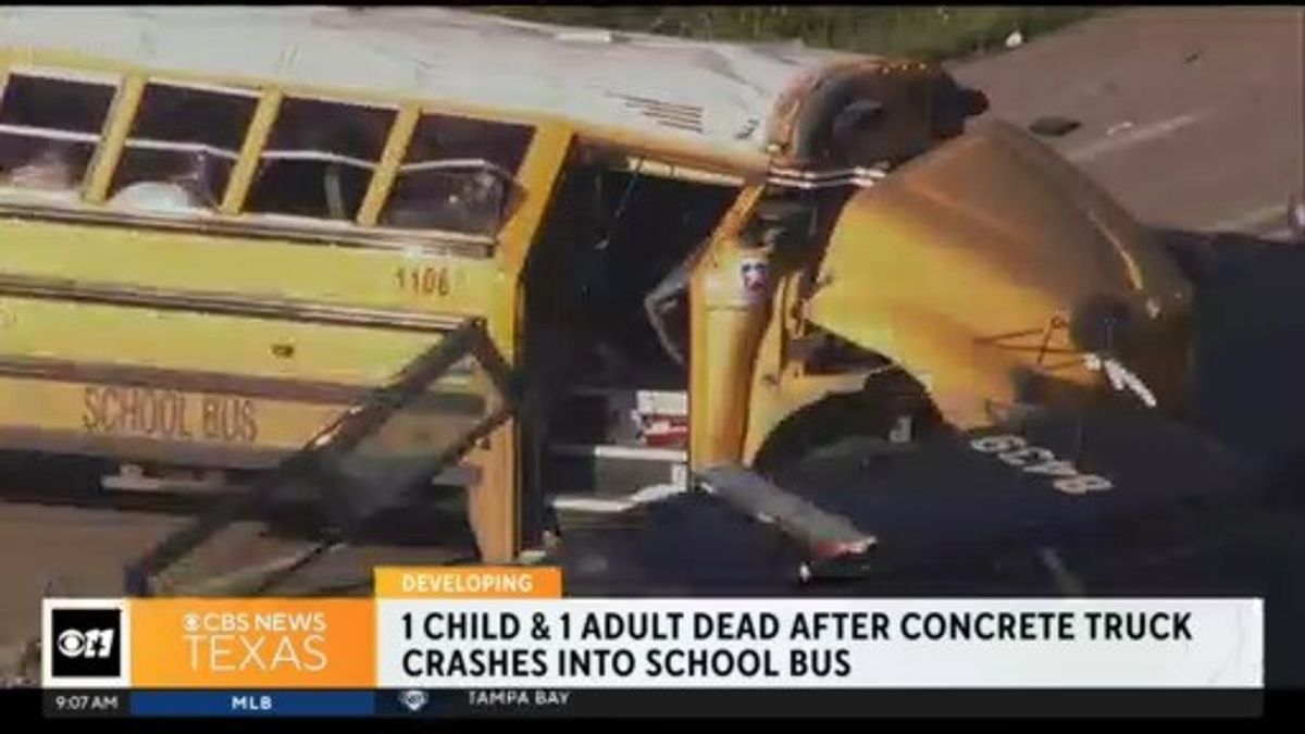 1 child, 1 adult dead after concrete truck crashes into school bus ...