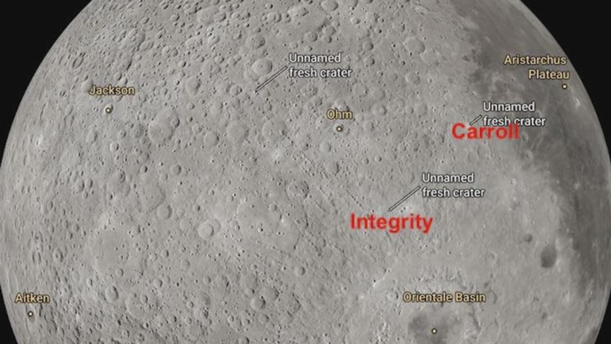 Crew names moon crater after Artemis II commander's late wife ...