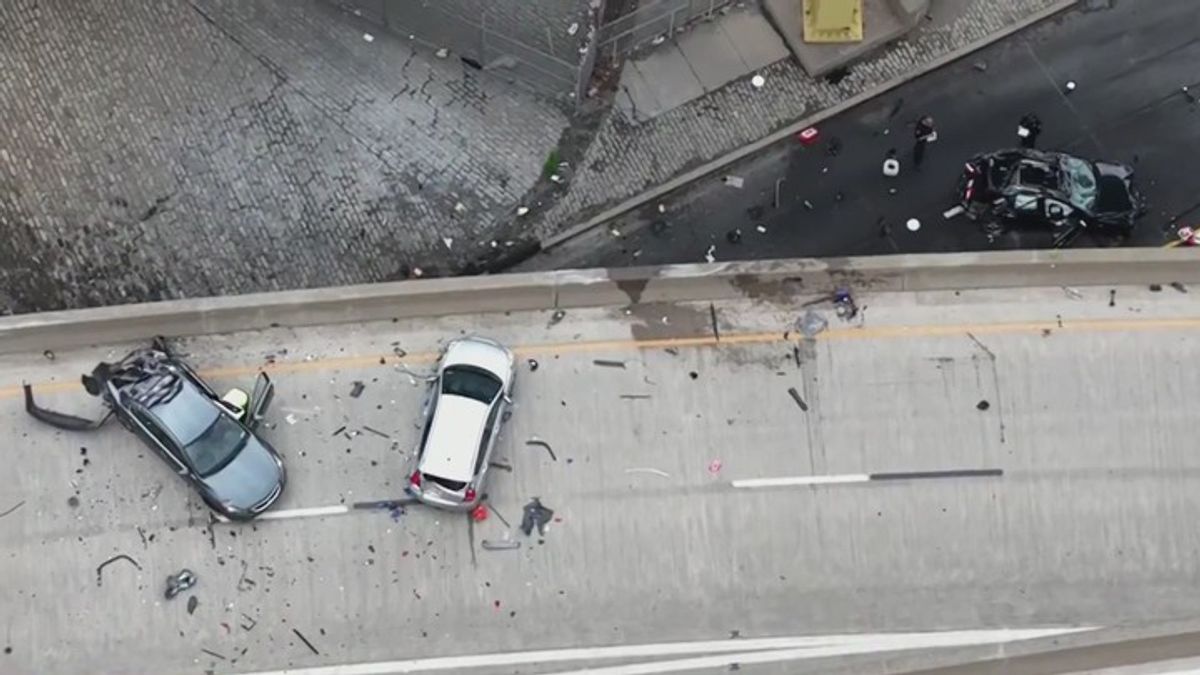 2 killed in violent 5-car crash that sends car off ramp | Haystack News