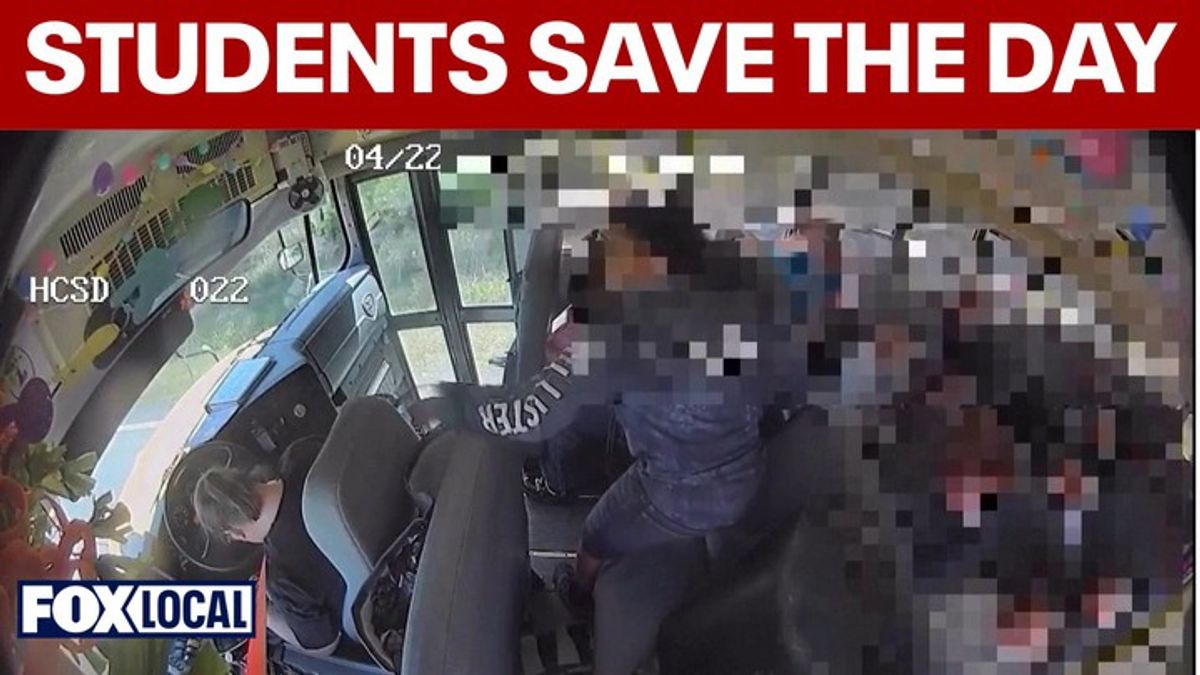 Students stop school bus after driver suffers medical emergency ...