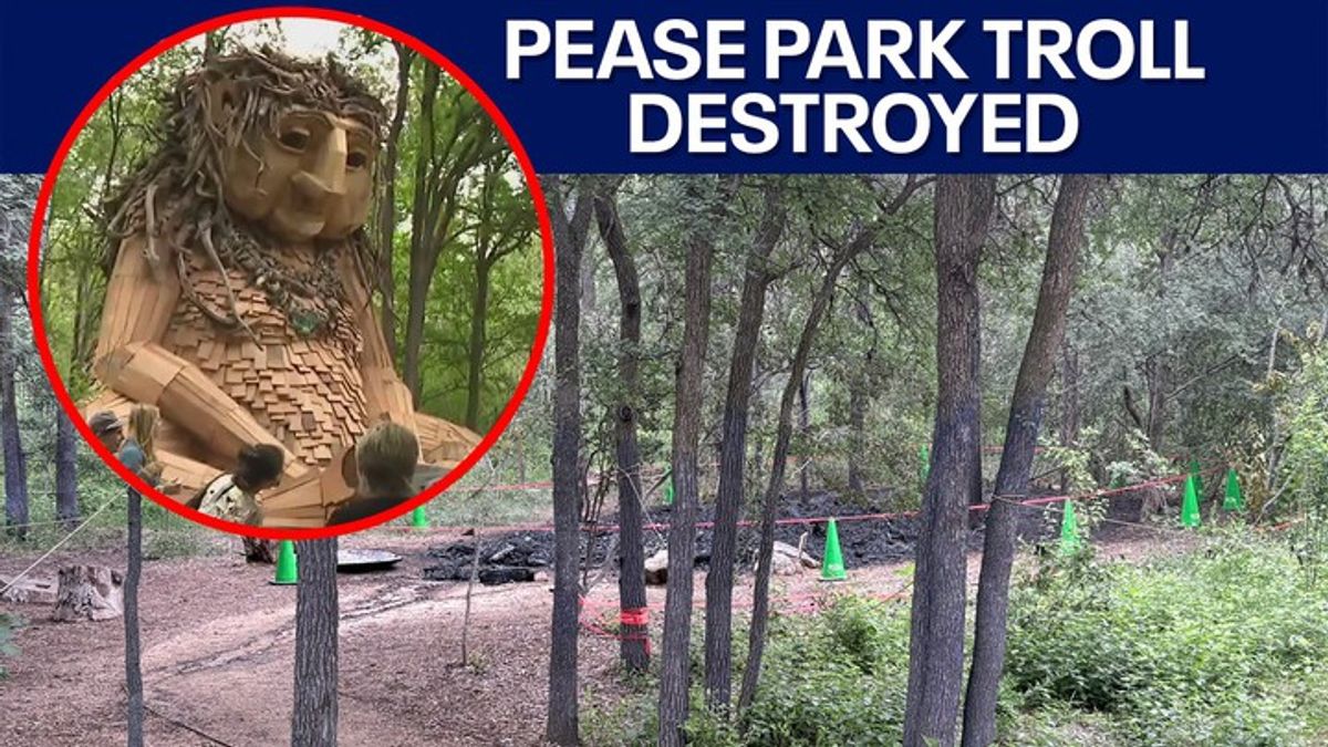 Pease Park troll destroyed by fire | Haystack News