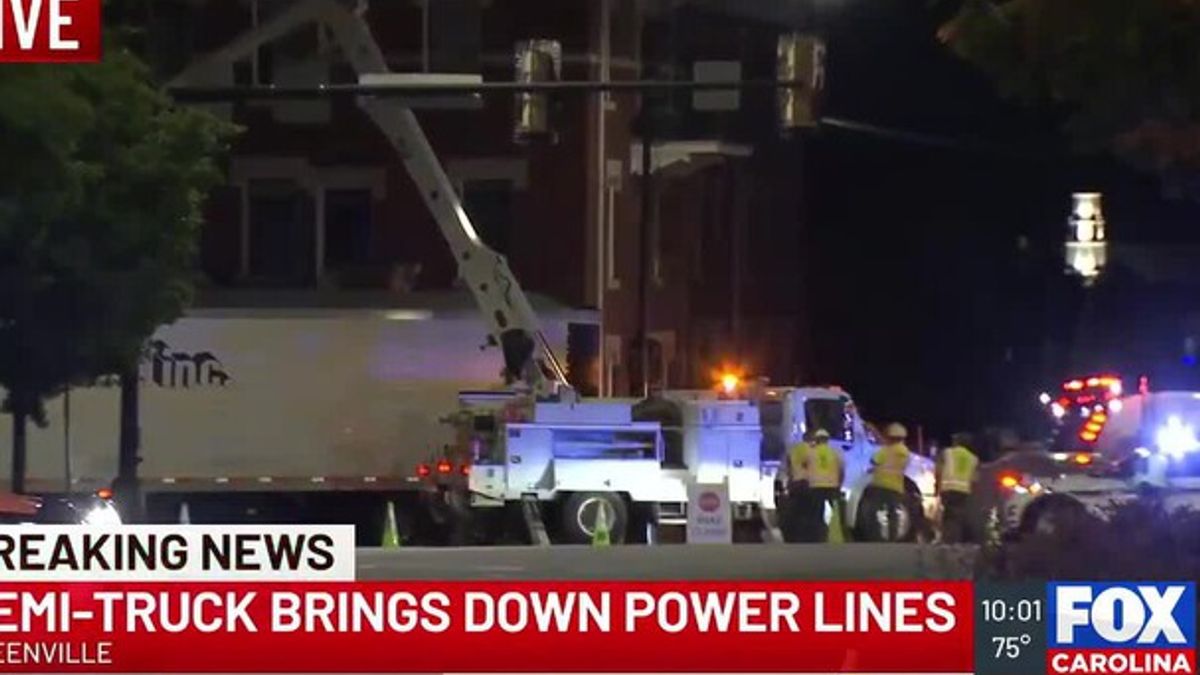 Crews responding after semi-truck brings down power lines in Greenville ...
