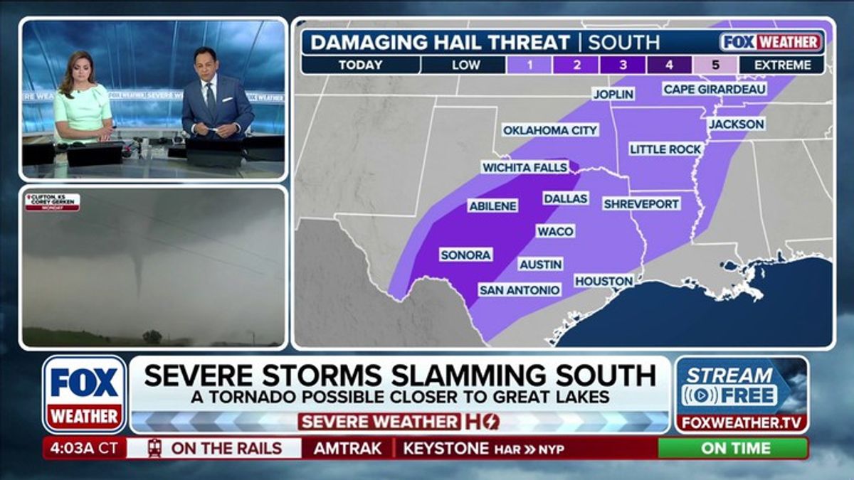 Severe weather threat stretches 2,000 miles, from Texas to New England ...