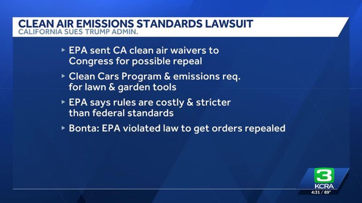 California sues Trump administration for sending clean air waivers to ...