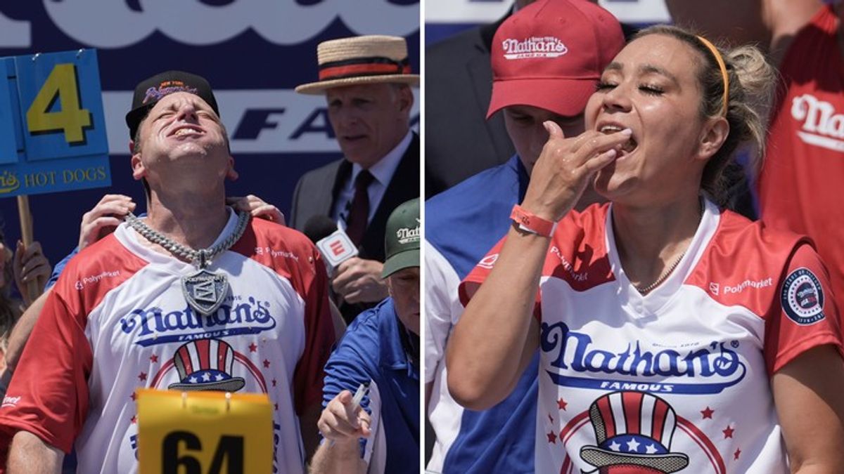 Joey Chestnut, Miki Sudo repeat as hot dog eating champs in Nathan's ...