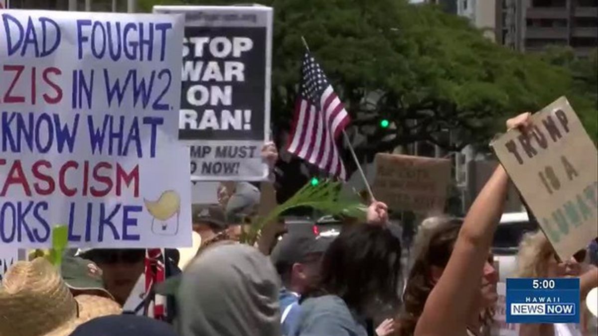 Hundreds join nationwide protest at Hawaii State Capitol after bomb ...