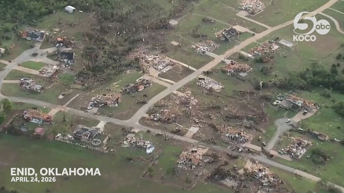 Sky 5 video shows devastation after large tornado hit Enid neighborhood ...
