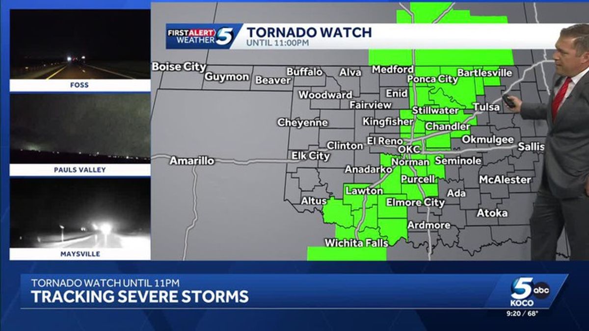Severe storms with strong winds begin to move east across Oklahoma (9: ...