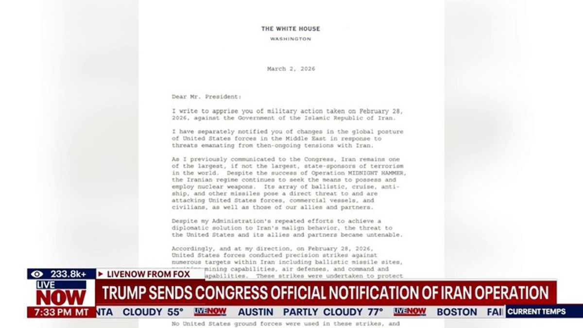 Official notification sent to Congress on Iran strikes | Haystack News