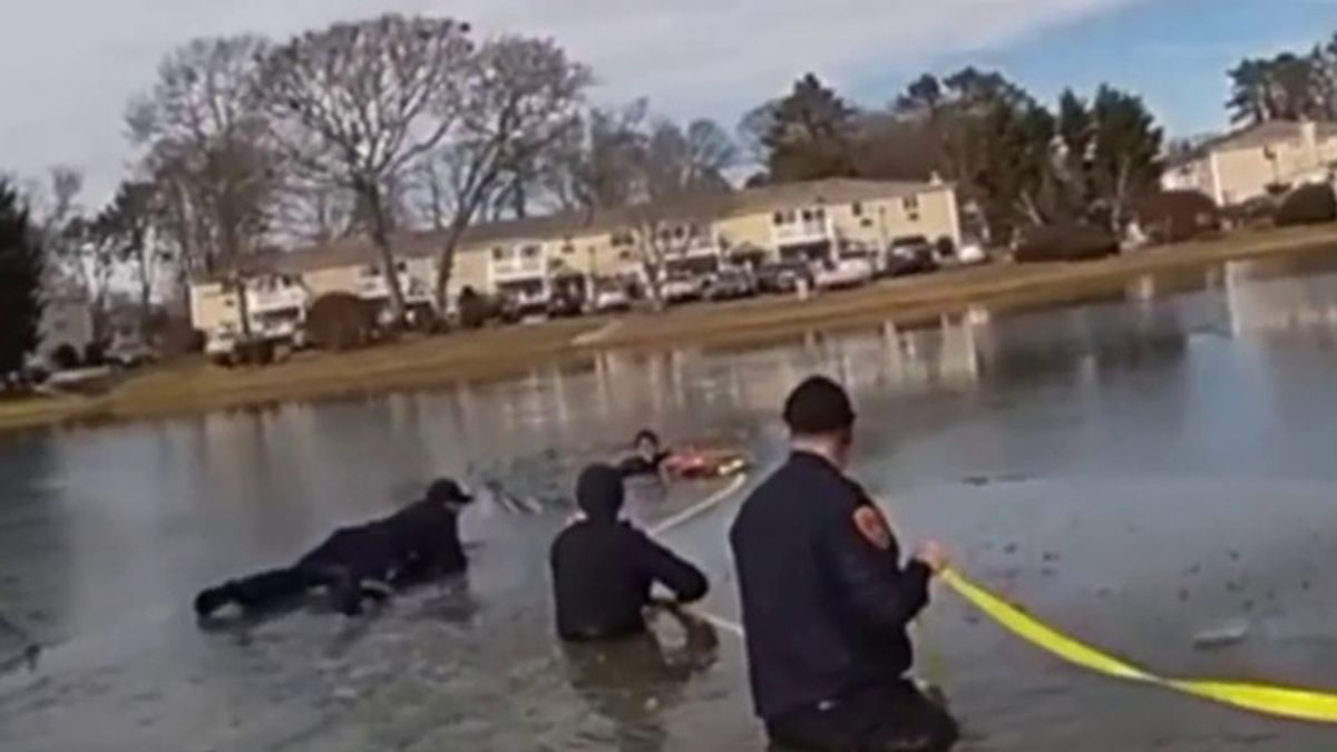 8-year-old boy meets officers who saved him from a frozen pond ...