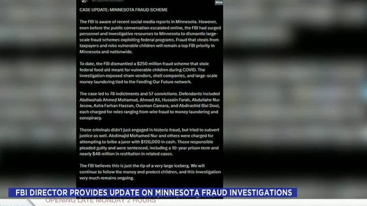 FBI Director provides update on Minnesota fraud investigations ...