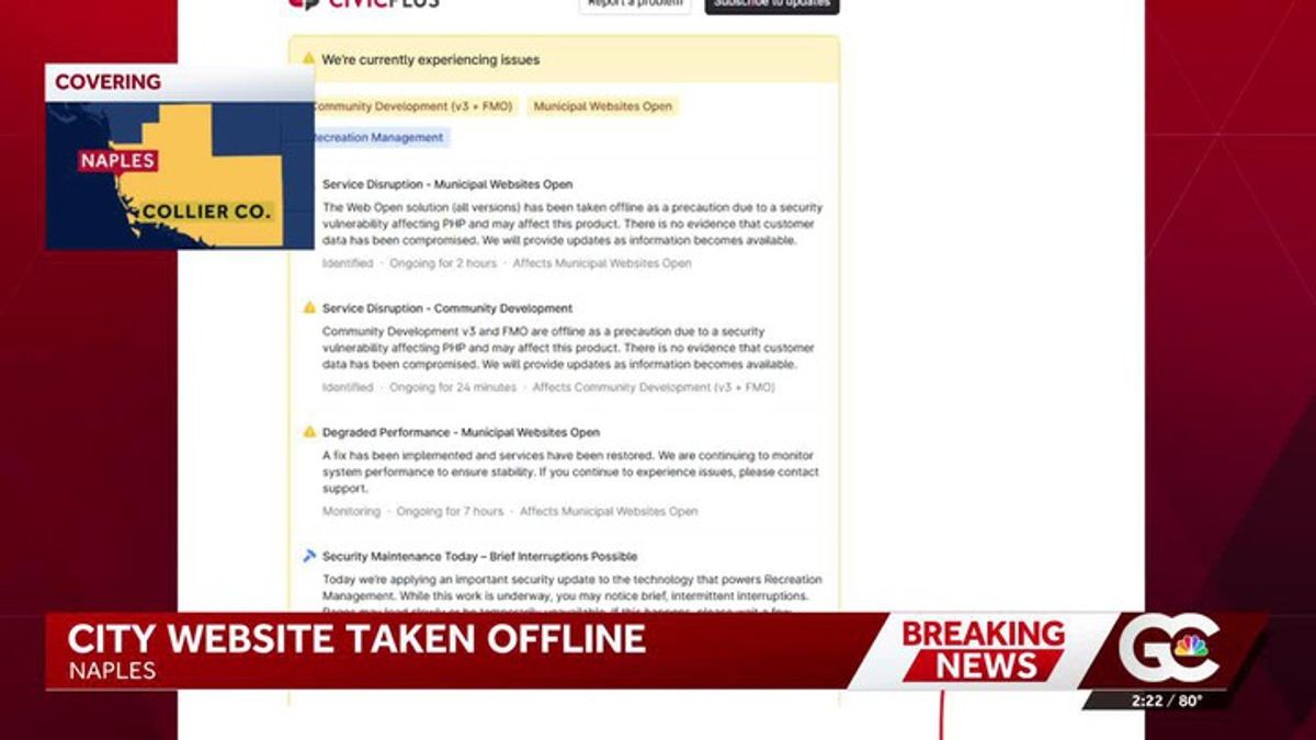 City of Naples website offline as precaution over suspected security ...