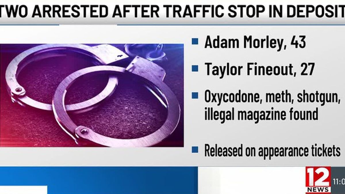 Two arrested on drug and weapon charges after traffic stop in Deposit ...