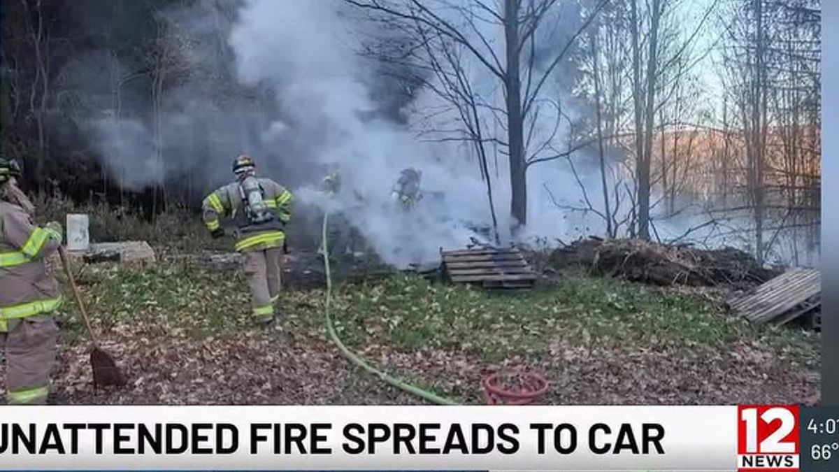 Crews battle brush fire after unattended bonfire spreads in Cortland ...