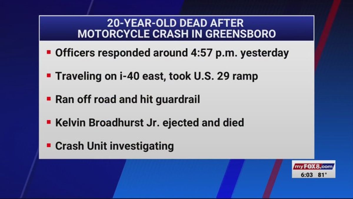 20-year-old motorcyclist killed in crash on I-40 East in Greensboro ...