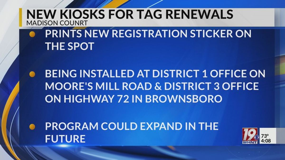 Madison County installing new kiosks for faster tag renewals | March 9 ...
