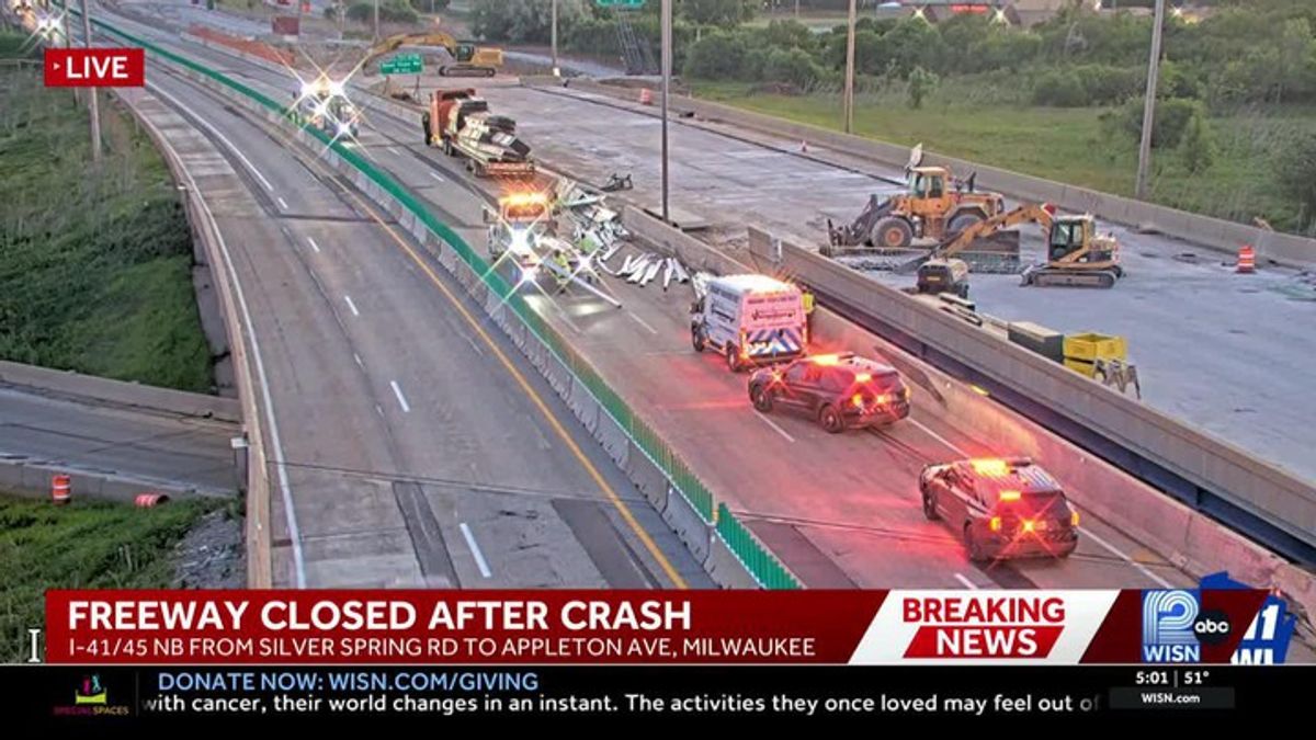 Semi crash shuts down I-41/45 northbound in Milwaukee | Haystack News