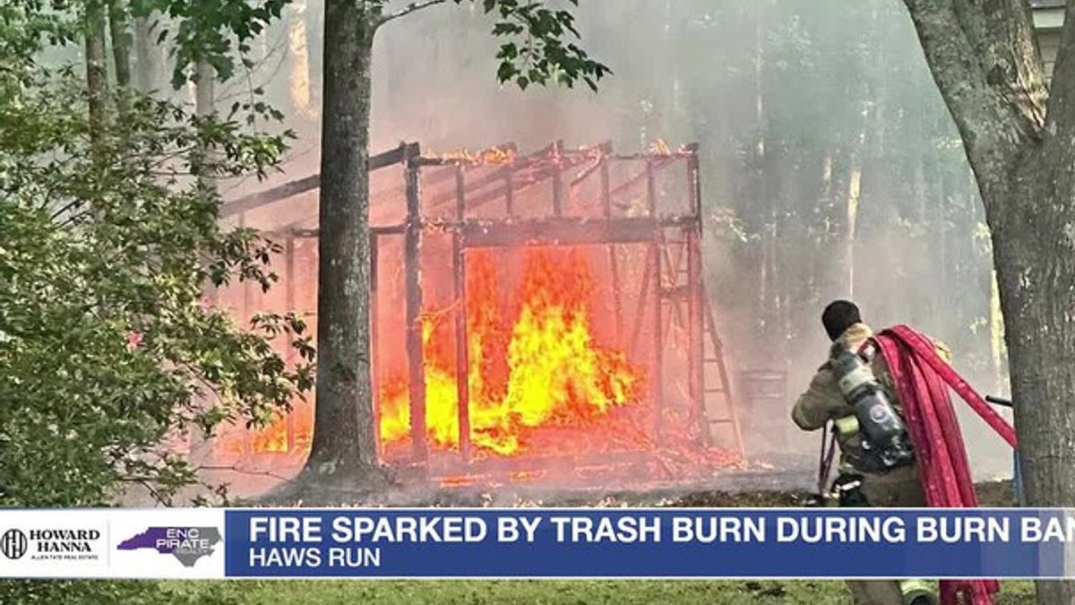 Crews tackle Haws Run fire sparked by trash burning amid burn ban ...