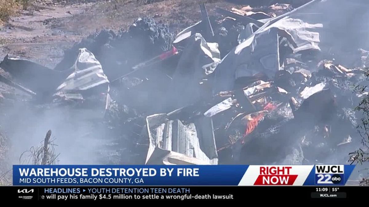 Bacon County crews monitor Mid South Feeds warehouse fire as residual ...
