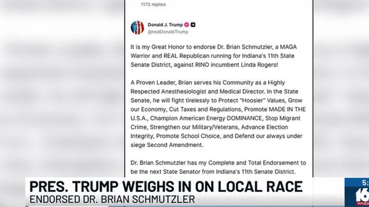 President Trump endorses Dr. Brian Schmutzler in Indiana Senate primary ...