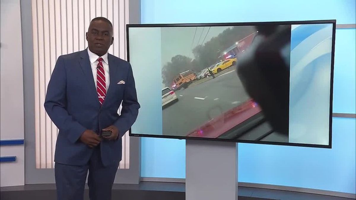 School bus crashes into utility pole in car lot, police say no injuries ...