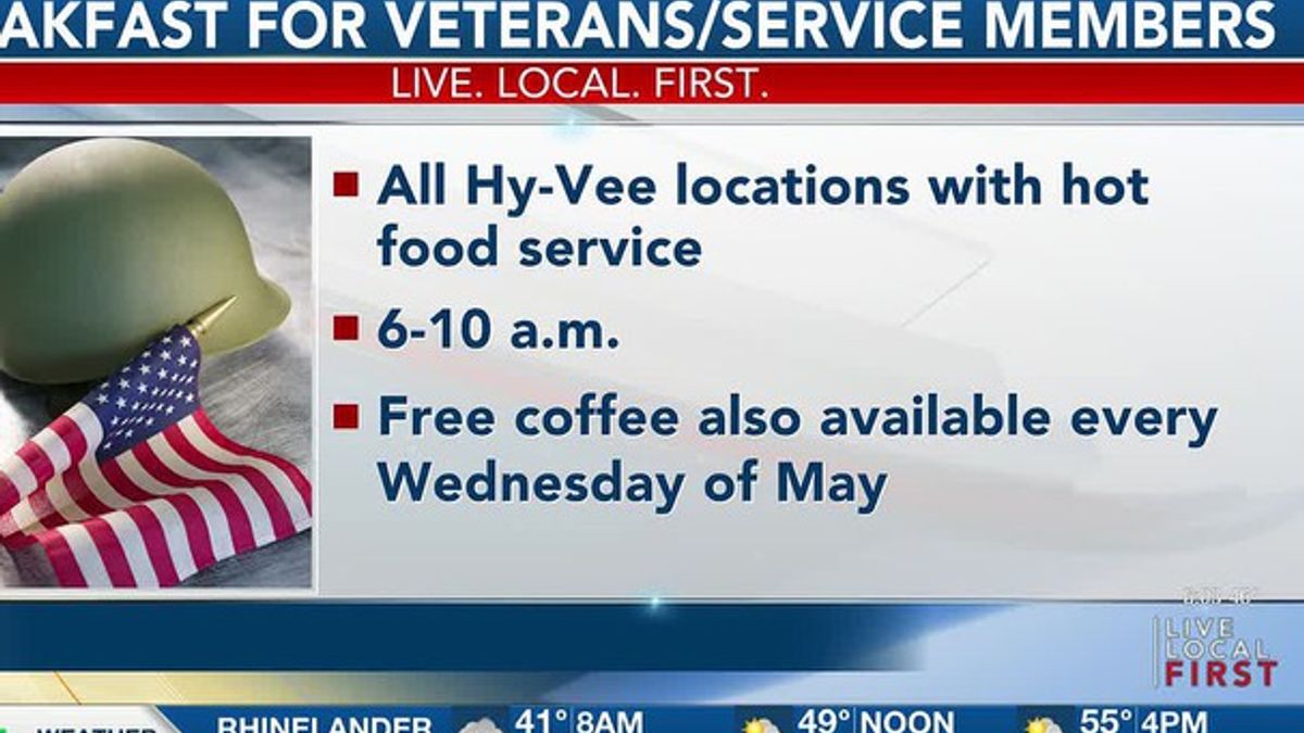 Hy-Vee stores offering free hot breakfast today to veterans and active ...