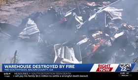 Bacon County crews monitor Mid South Feeds warehouse fire as residual ...