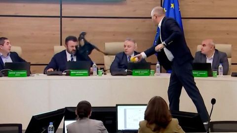 Georgia Election Chief Doused In Paint After Divisive Parliamentary Georgia Election Chief Doused In Paint After Divisive Parliamentary
