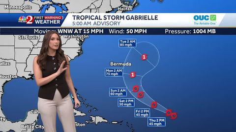 Tropical Storm Gabrielle struggling over the Atlantic, NHC says